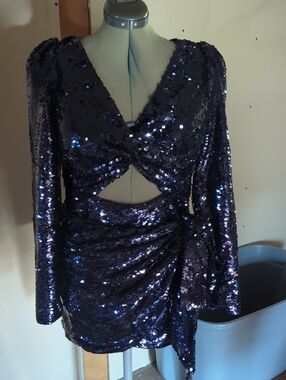 Lovers + Friends Navy Sequin Mini Dress